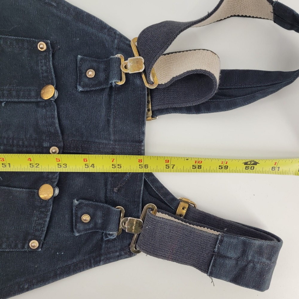 Carhartt Bib Overalls Mens Medium Navy Blue Quilt Lined Distressed Canvas Work - Picture 8 of 8